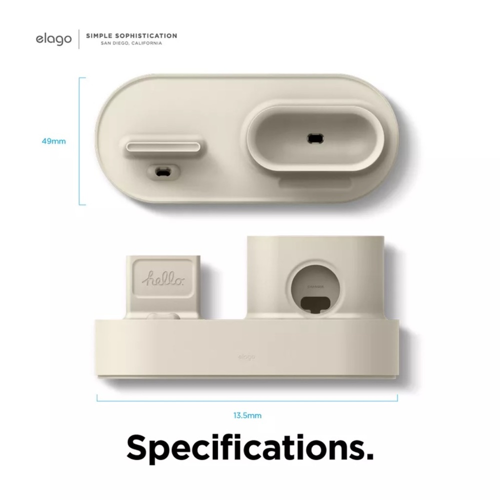 Elago 3 in 1 Charging Station for Apple Watch, AirPod pro, iPhone Cream - Picture 11 of 15